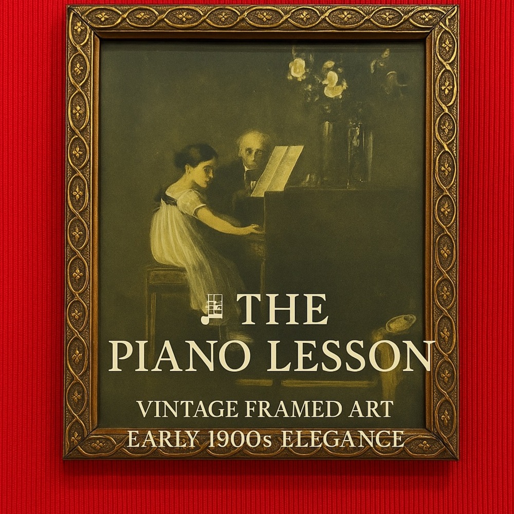 Vintage “The Piano Lesson” – Young Girl at Piano with Instructor 1920s–1940s